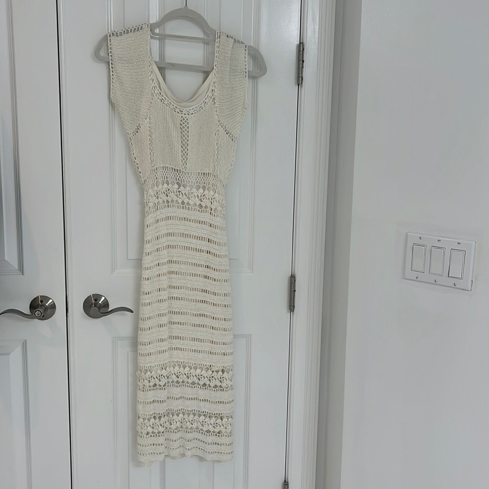 Cream crochet Long dress